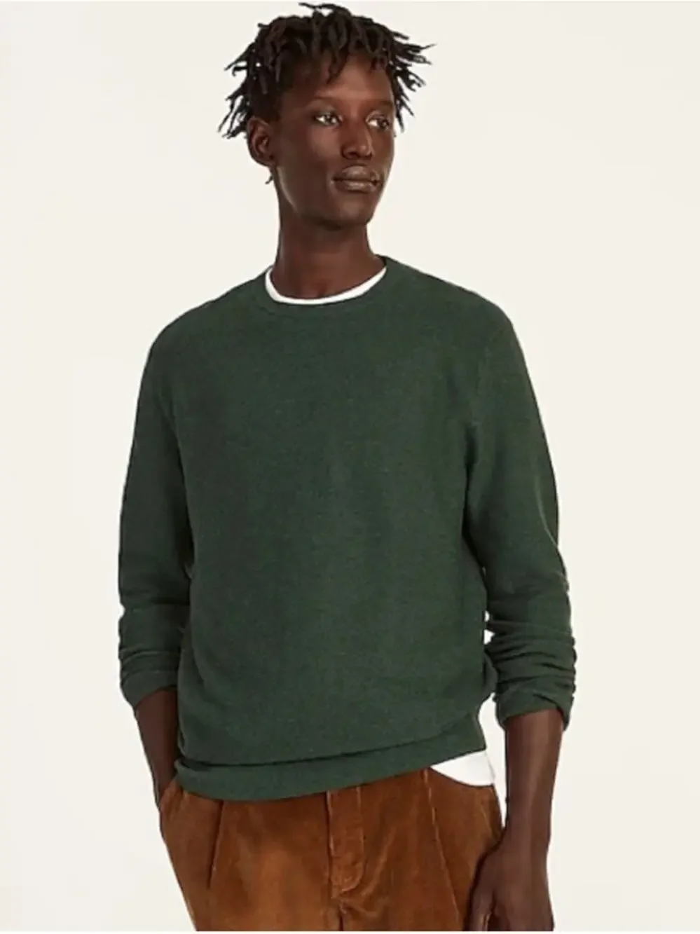 J. Crew 100% Cotton Crewneck Sweater Garter Stitch Military Green H6060 Large